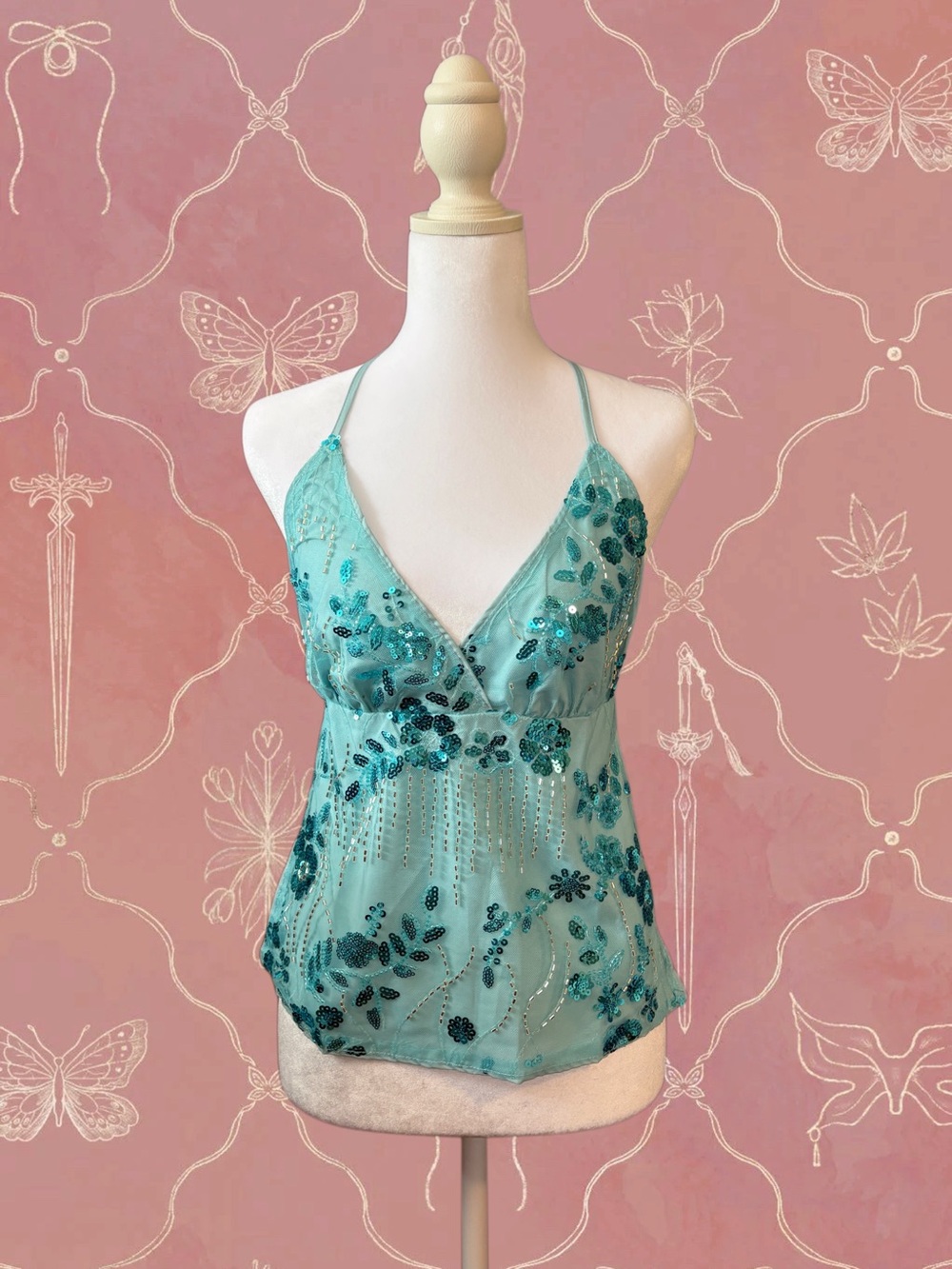 Embellished Aqua Cami